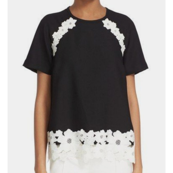 Kate Spade Lace Trim Satin Crepe Top NWT Sz 2 - Picture 3 of 8